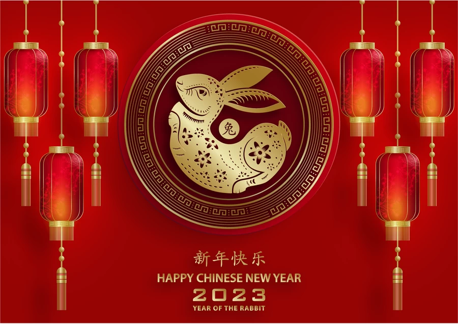 2023兔年中国风新年春节剪纸风节日宣传插画海报背景展板AI素材【201】
